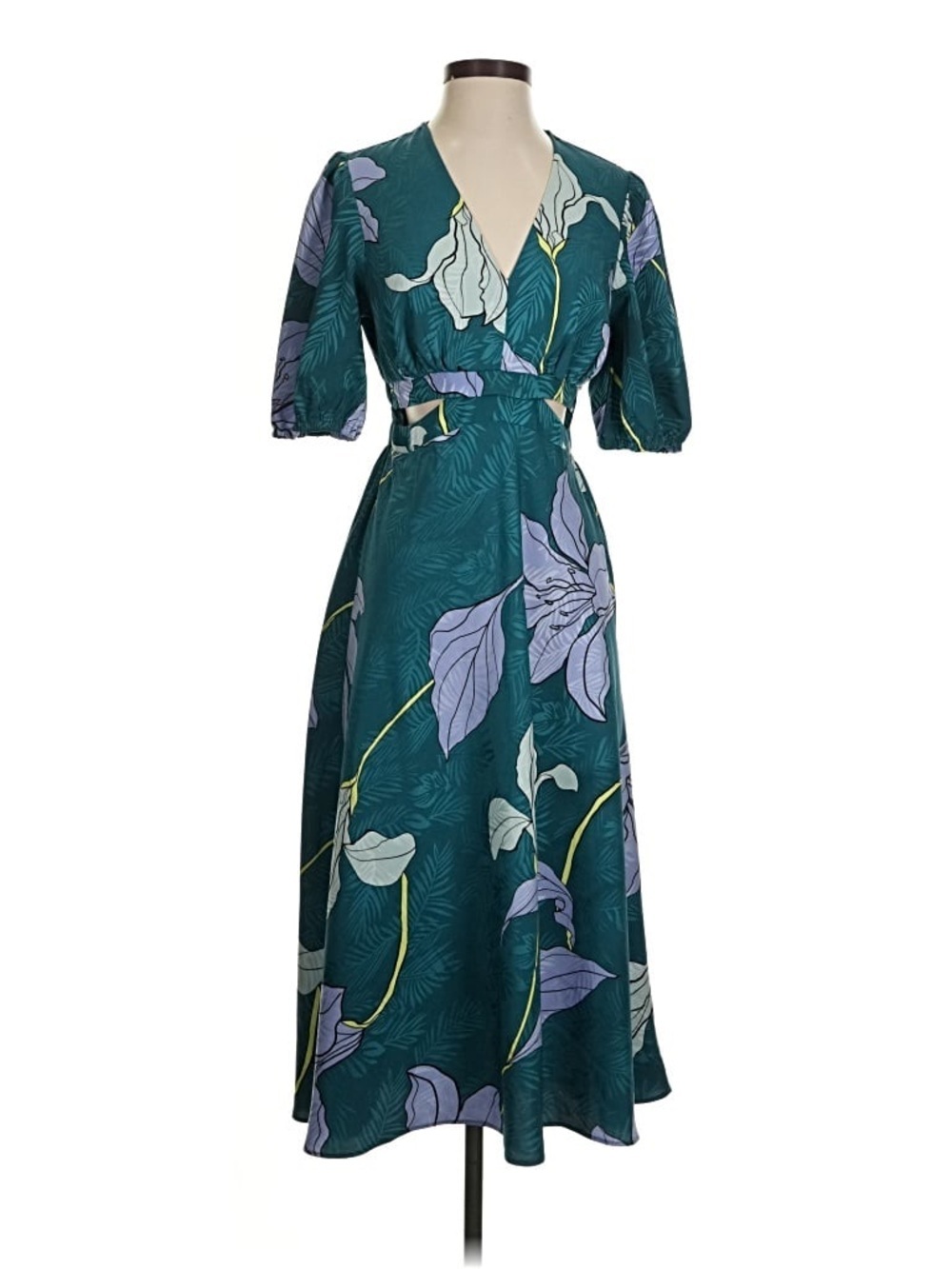 sofia by sofia vergara Teal Maxi Dress with Lavender and Cream Floral Print